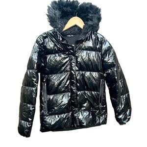 The North Face 600 Down Fill Puffer Black Detachable Hood Jacket Girls Large
